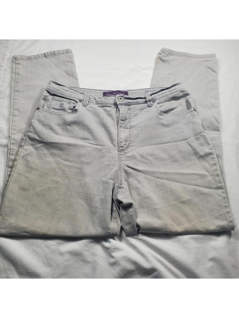 Gloria Vanderbilt Women's Grey Pocket Button Zip Jeans sz 14